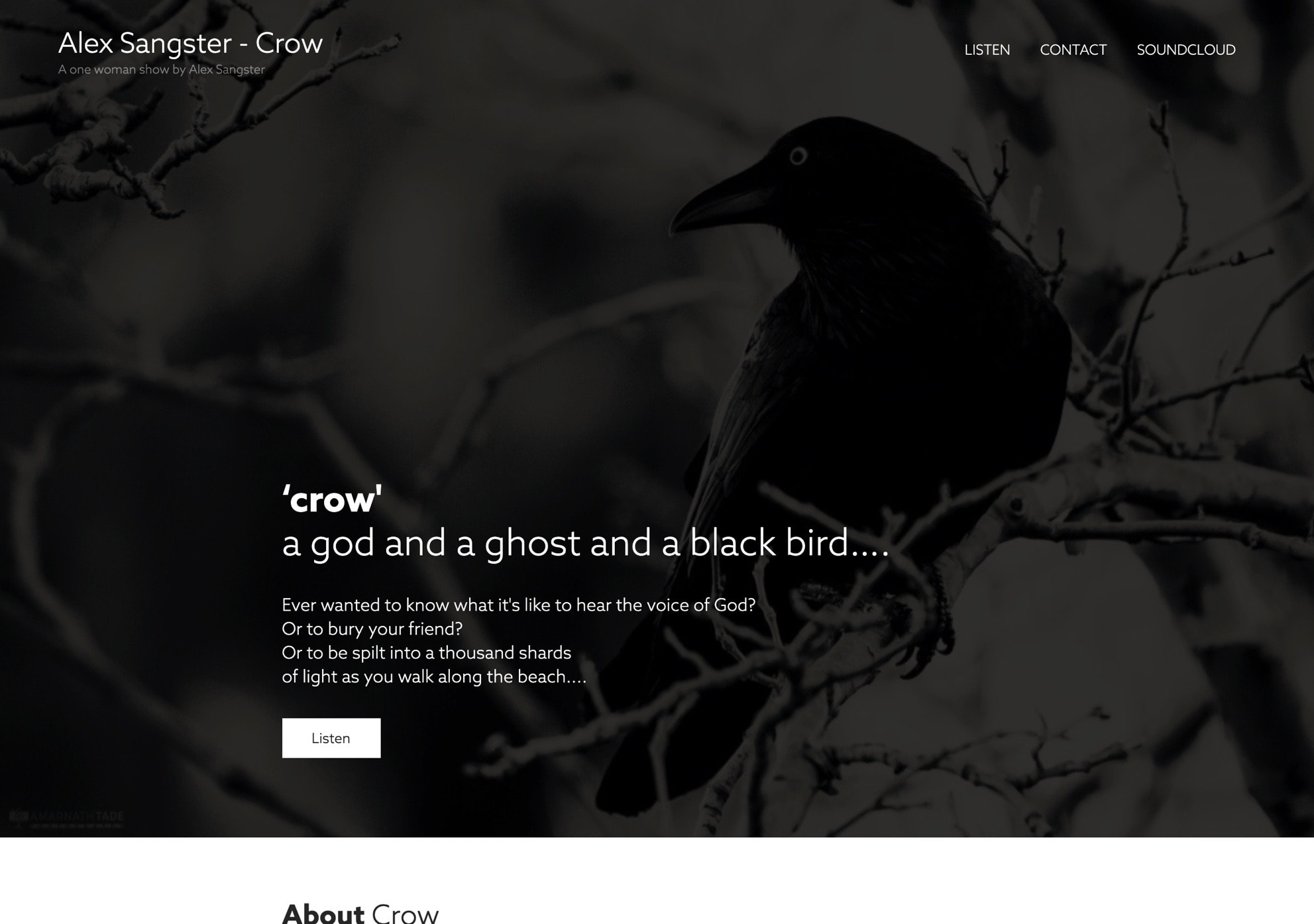 Screenshot of the Crow website