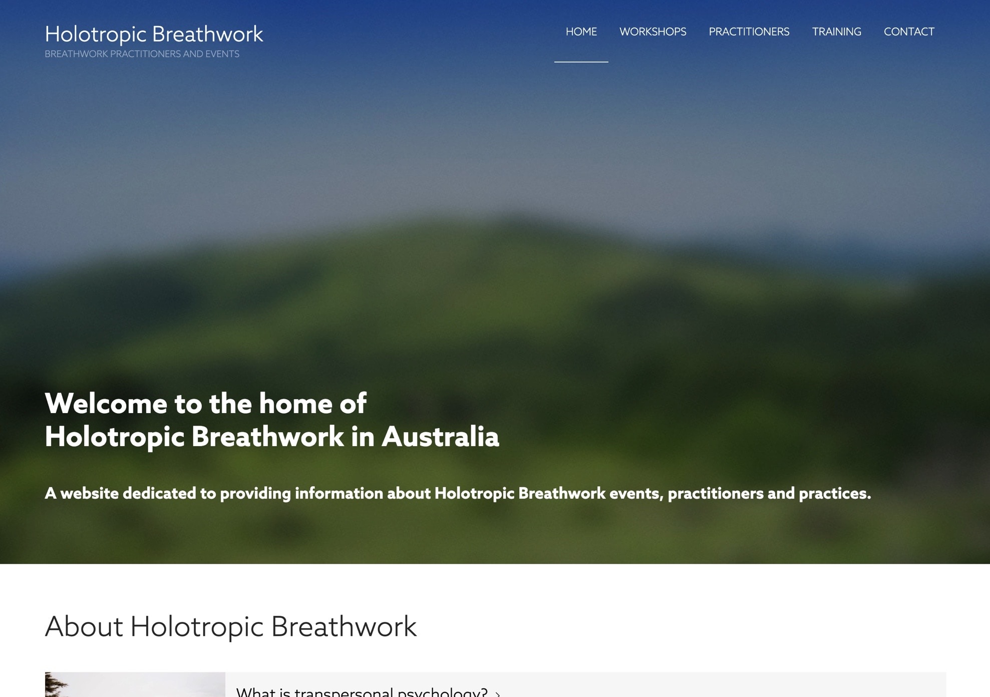 Screenshot of the Holotropic Australia website
