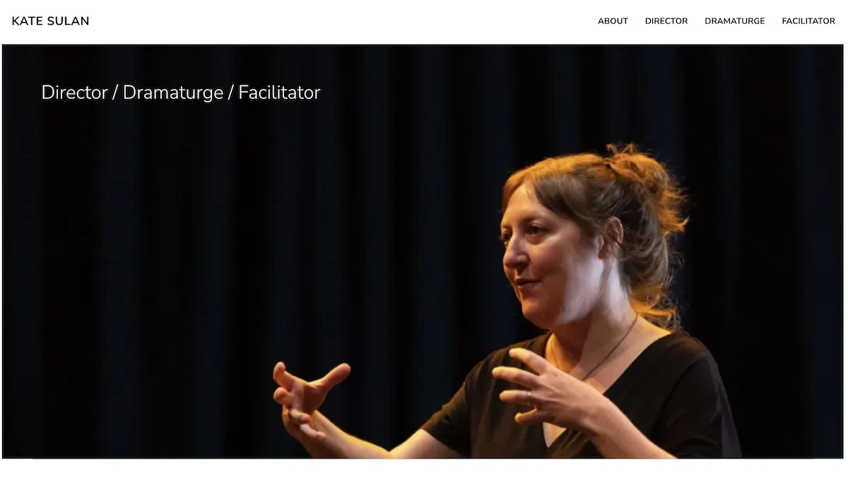 Screenshot of the Kate Sulan website